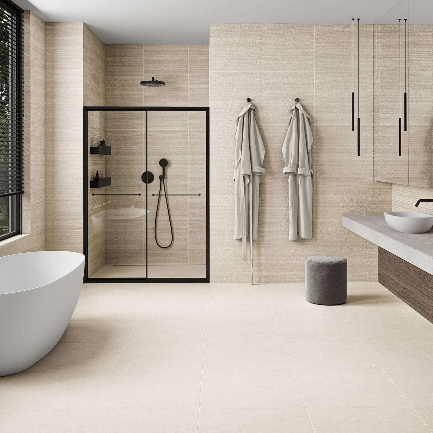 Porcini Crema Natural Stone Textured Porcelain Wall Tile 600 x 600mm