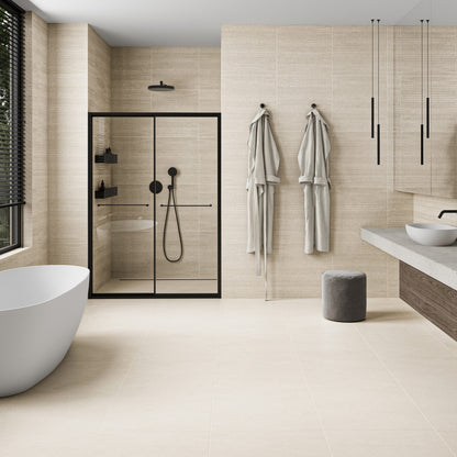 Porcini Crema Natural Stone Textured Porcelain Wall Tile 600 x 600mm