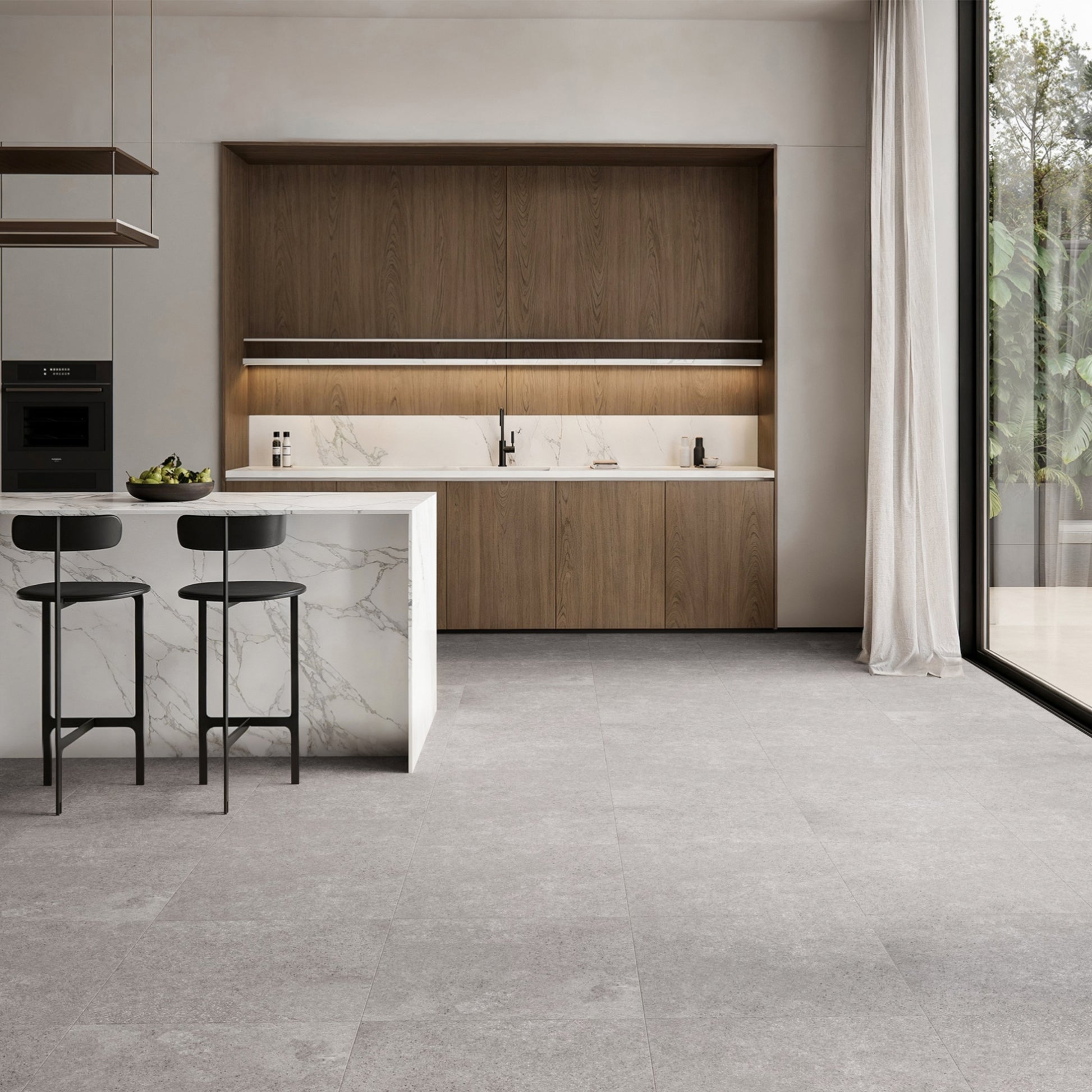 Porcini Grigio Natural Stone Porcelain Wall or Floor Tile 600 x 600mm