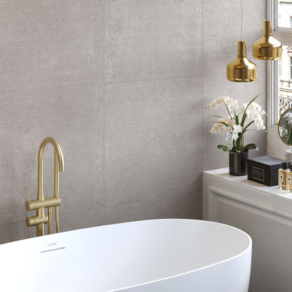 Porcini Grigio Natural Stone Textured Porcelain Wall Tile 600 x 600mm