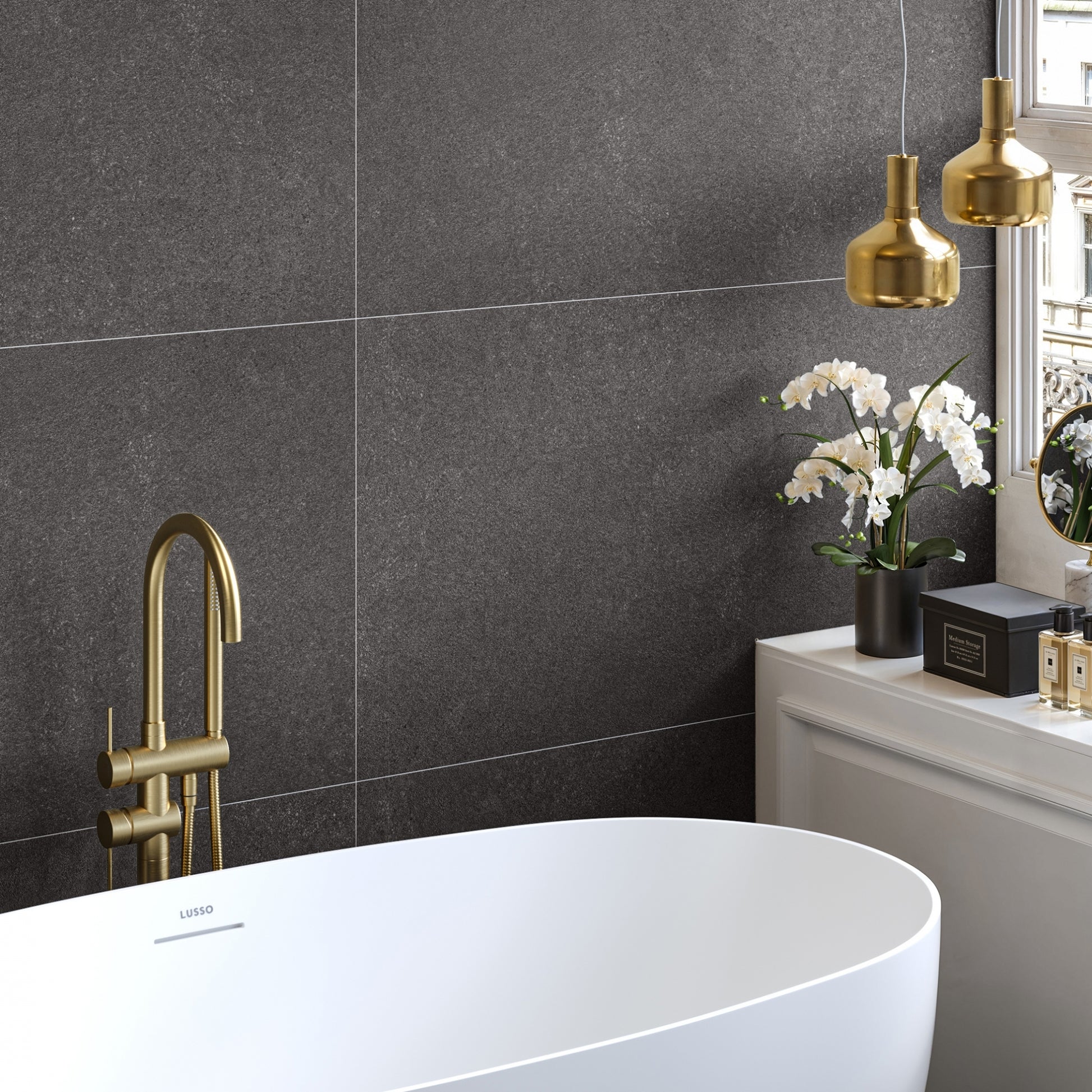 Porcini Nero Natural Stone Porcelain Tile 1200 x 600 mm