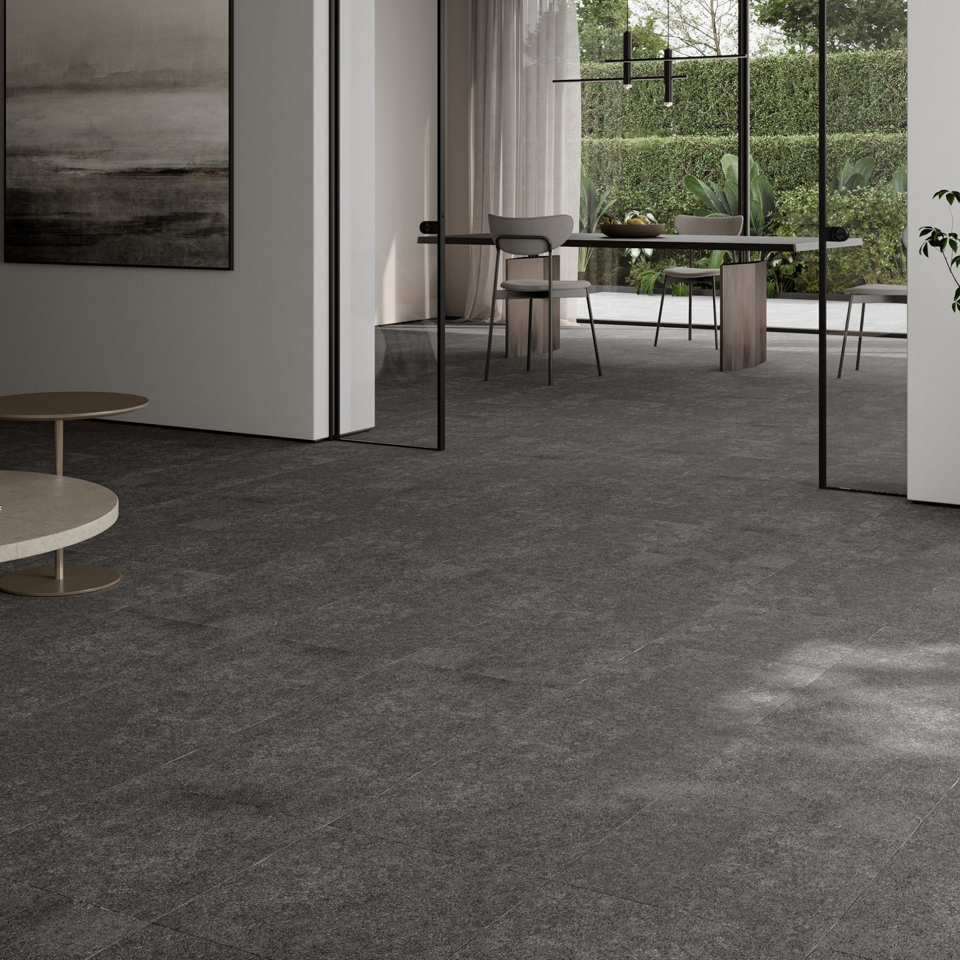 Porcini Nero Natural Stone Porcelain Wall or Floor Tile 600 x 600mm