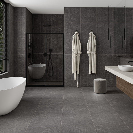 Porcini Nero Natural Stone Textured Porcelain Tile 1200 x 600 mm