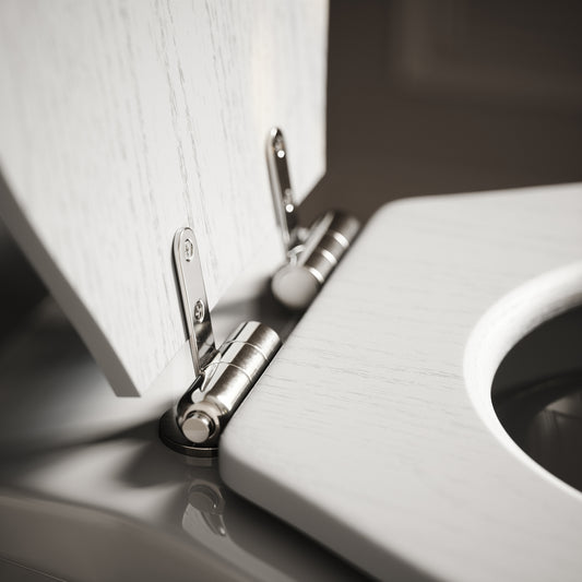 Portland Back to Wall Traditional Toilet with Solid Oak Matte White seat (Chrome Fittings)