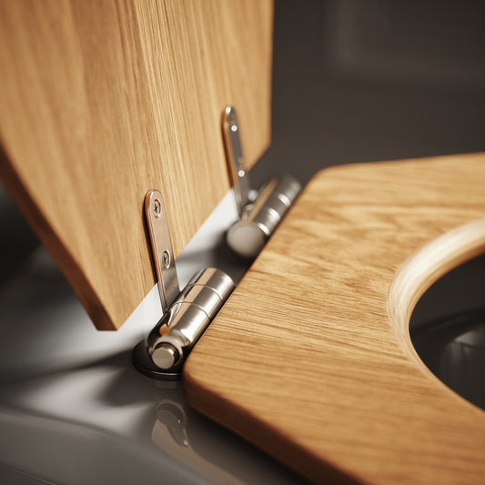 Portland Back to Wall Traditional Toilet with Solid Oak seat (Polished Nickel Fittings)