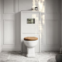 Portland Back To Wall Traditional Toilet With Solid Oak Seat, Concealed Cistern, Flush Plate and Claridge Matte Cream WC Housing