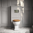 Portland Back To Wall Traditional Toilet With Solid Oak Seat, Concealed Cistern, Flush Plate and Claridge Matte Stone WC Housing