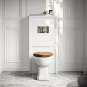 Portland Back To Wall Traditional Toilet With Solid Oak Seat, Concealed Cistern, Flush Plate and Claridge Matte White WC Housing