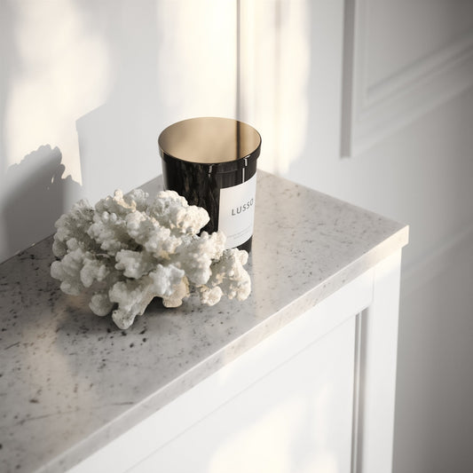 Portland Back To Wall Traditional Toilet With Solid Oak Seat, Concealed Cistern, Flush Plate and Claridge Matte White WC Cistern Housing.