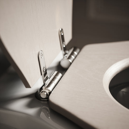 Portland Back to Wall Traditional Toilet with Solid Oak Velvet Beige seat (Chrome Fittings)