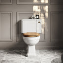 Portland Close Coupled Traditional Toilet with Solid Oak seat (Brushed Gold Fittings)
