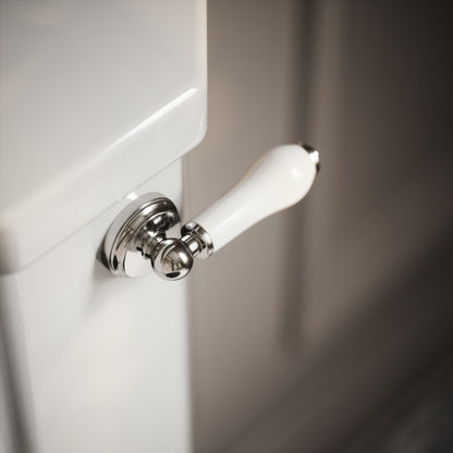 Portland Close Coupled Traditional Toilet with Solid Oak seat (Chrome Fittings)