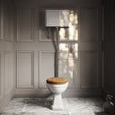 Portland High Level Traditional Toilet with Solid Oak seat (Chrome Fittings)