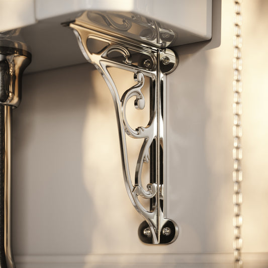 Portland High Level Traditional Toilet with Solid Oak Velvet Beige seat (Chrome Fittings)