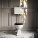Portland Low Level Traditional Toilet with Solid Oak Matte Black seat (Polished Nickel Fittings)