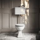 Portland Low Level Traditional Toilet with Solid Oak Matte White seat (Polished Nickel Fittings)