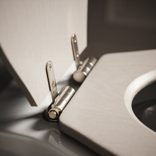 Portland Low Level Traditional Toilet with Solid Oak Velvet Beige seat (Polished Nickel Fittings)