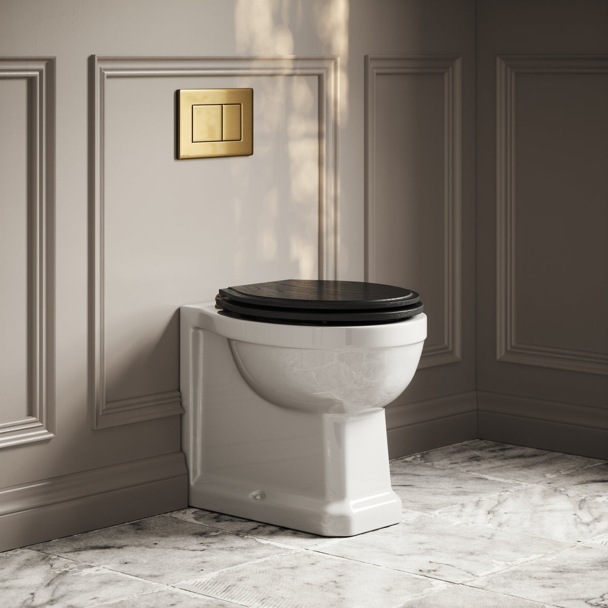 Portland Traditional Back to Wall Toilet with Concealed Cistern, and Flush Plate