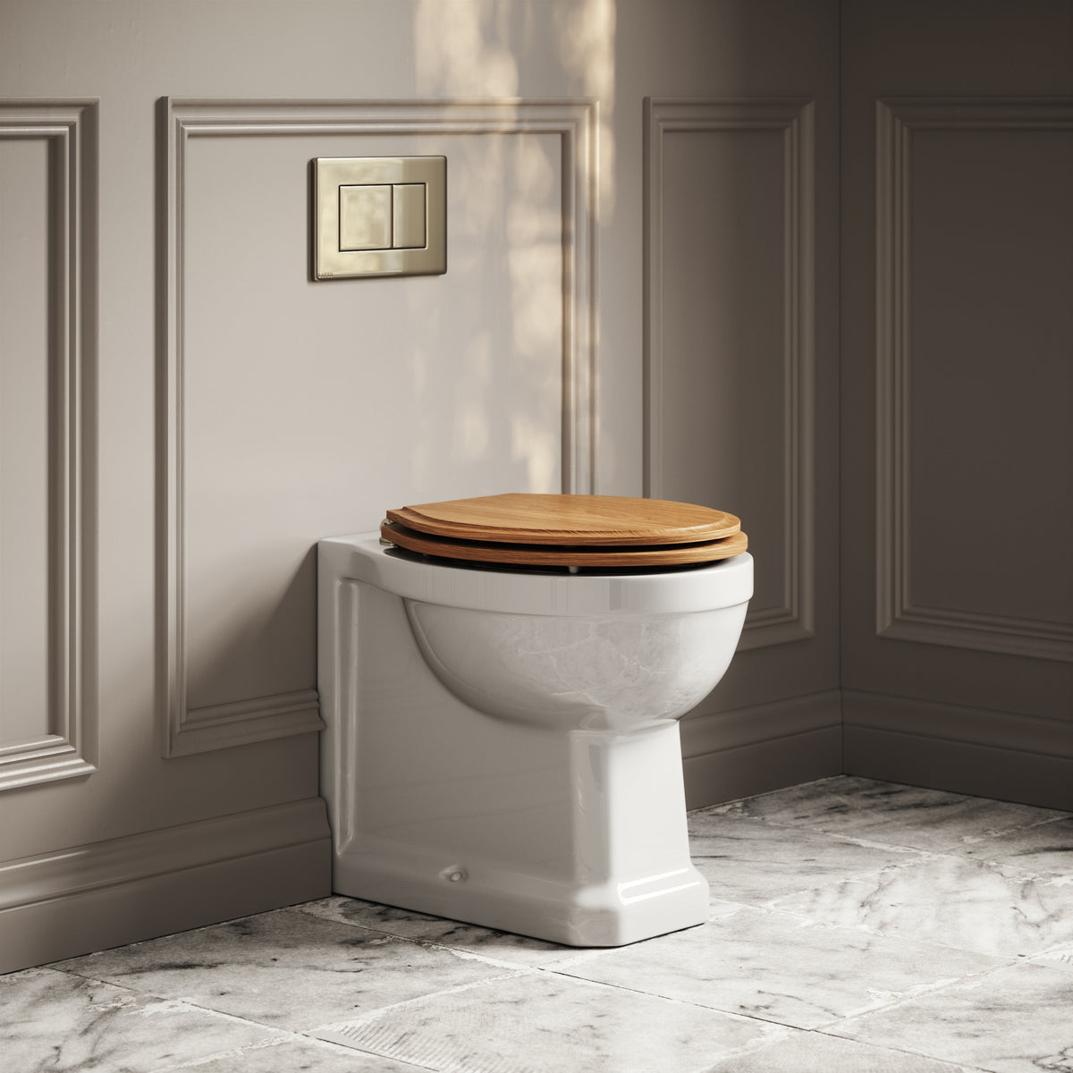 Portland Traditional Back to Wall Toilet with Concealed Cistern, and Flush Plate