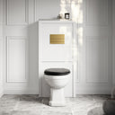 Portland Back To Wall Traditional Toilet with Solid Oak Matte Black Seat, Concealed Cistern, Square Flush Plate and Claridge Matte White WC Housing