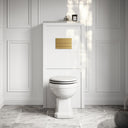 Portland Back To Wall Traditional Toilet with Solid Oak Matte White Seat, Concealed Cistern, Square Flush Plate and Claridge Matte White WC Housing