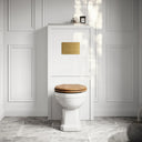 Portland Back To Wall Traditional Toilet with Solid Oak Seat, Concealed Cistern, Round Flush Plate and Claridge Matte White WC Housing