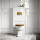 Portland Back To Wall Traditional Toilet with Solid Oak Seat, Concealed Cistern, Square Flush Plate and Claridge Matte White WC Housing