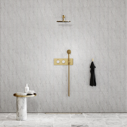Porto Thermostatic Shower (Brushed Gold & Carrara Marble)