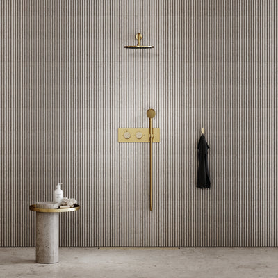 Porto Thermostatic Shower (Brushed Gold & Crema Marfil Marble)