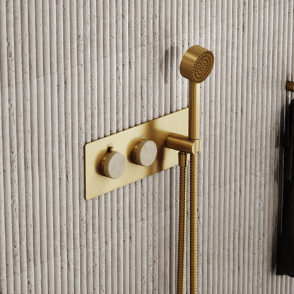Porto Thermostatic Shower (Brushed Gold & Crema Marfil Marble)