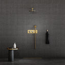 Porto Thermostatic Shower System (Brushed Gold & Panda Marble)