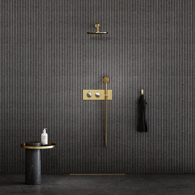 Porto Thermostatic Shower System (Brushed Gold & Panda Marble)