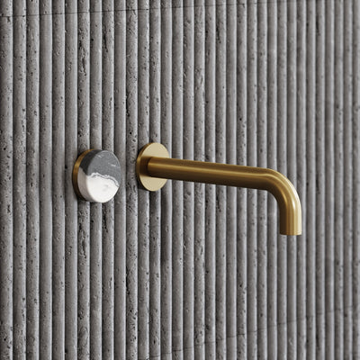 Porto Wall Mounted Basin Mixer Tap (Brushed Gold & Panda Marble)
