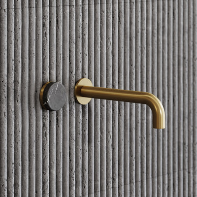 Porto Wall Mounted Basin Mixer Tap (Brushed Gold & Pietra Grey Marble)