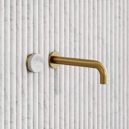 Porto Wall Mounted Basin Mixer Tap (Brushed Gold & Carrara Marble)