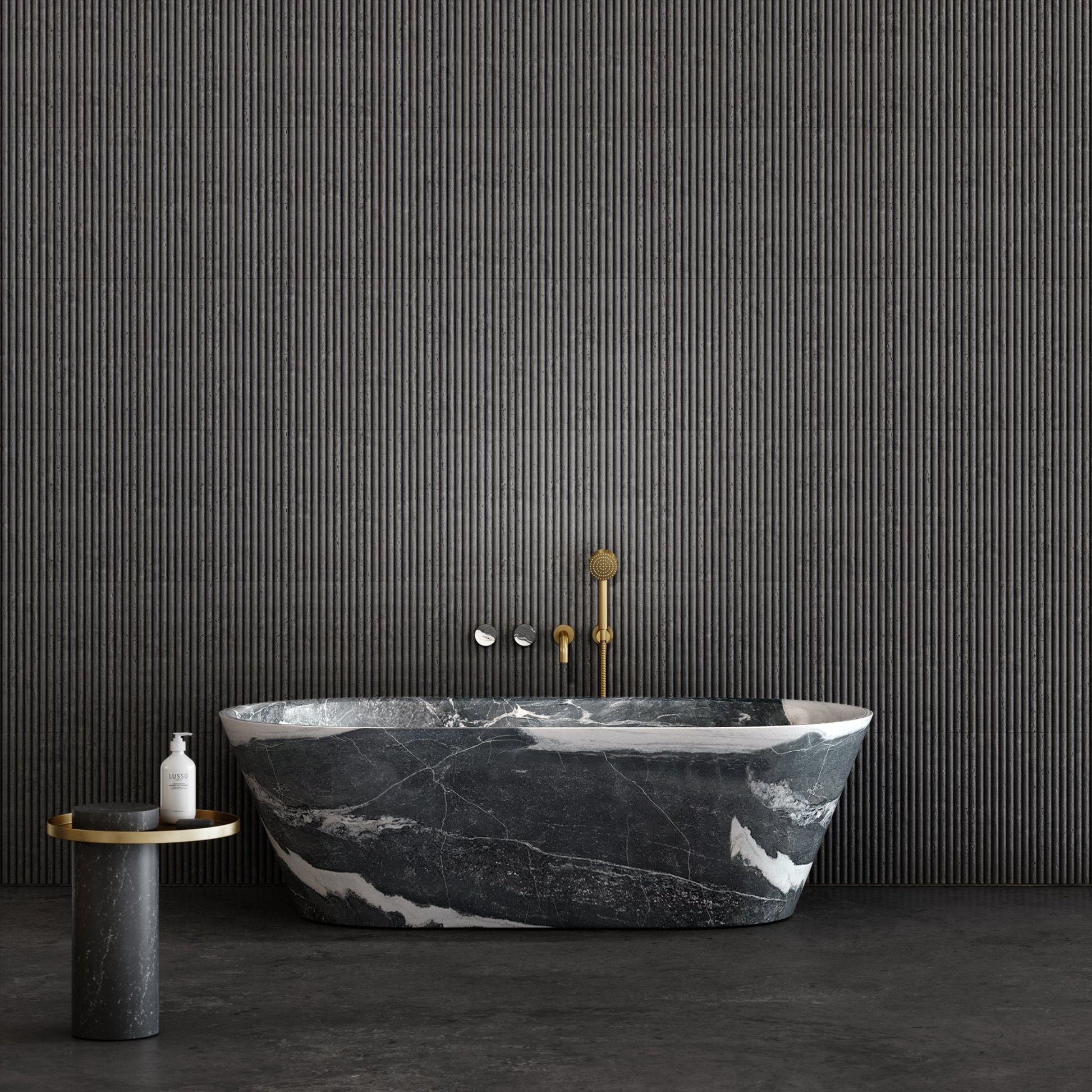 Porto Wall Mounted Bath Filler (Brushed Gold & Panda Marble)