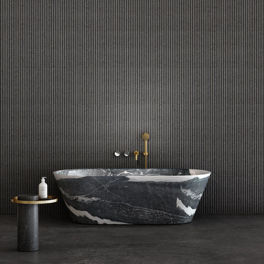 Porto Wall Mounted Bath Filler (Brushed Gold & Panda Marble)