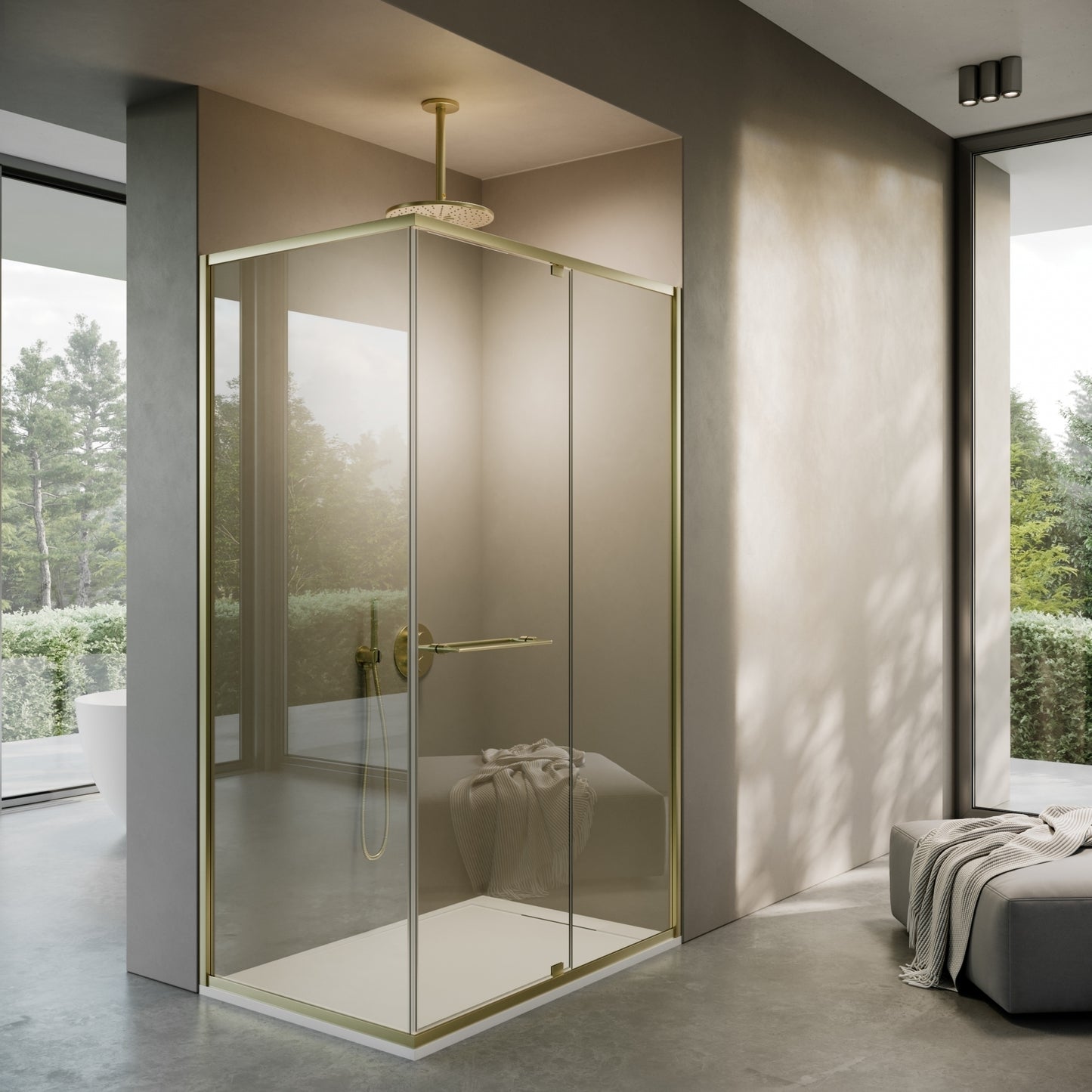 Portofino Brushed Gold Reversible Shower Screen (All Sizes)