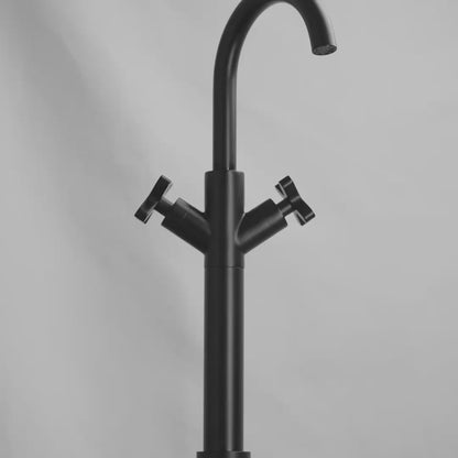 Regal Matte Black Crosshead Tall Basin Mixer Tap