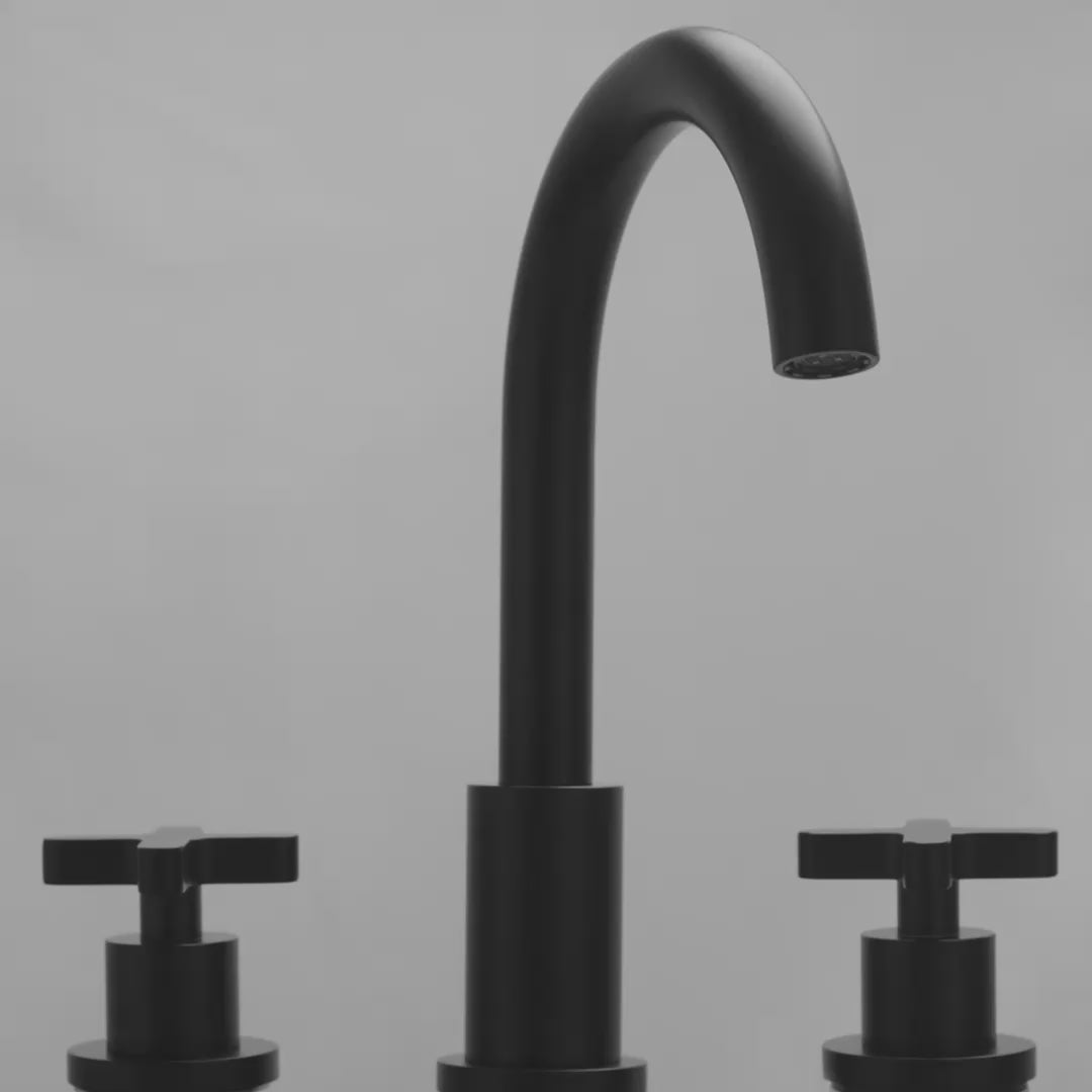 Regal Matte Black Crosshead Deck Mounted 3-Hole Basin Mixer Tap