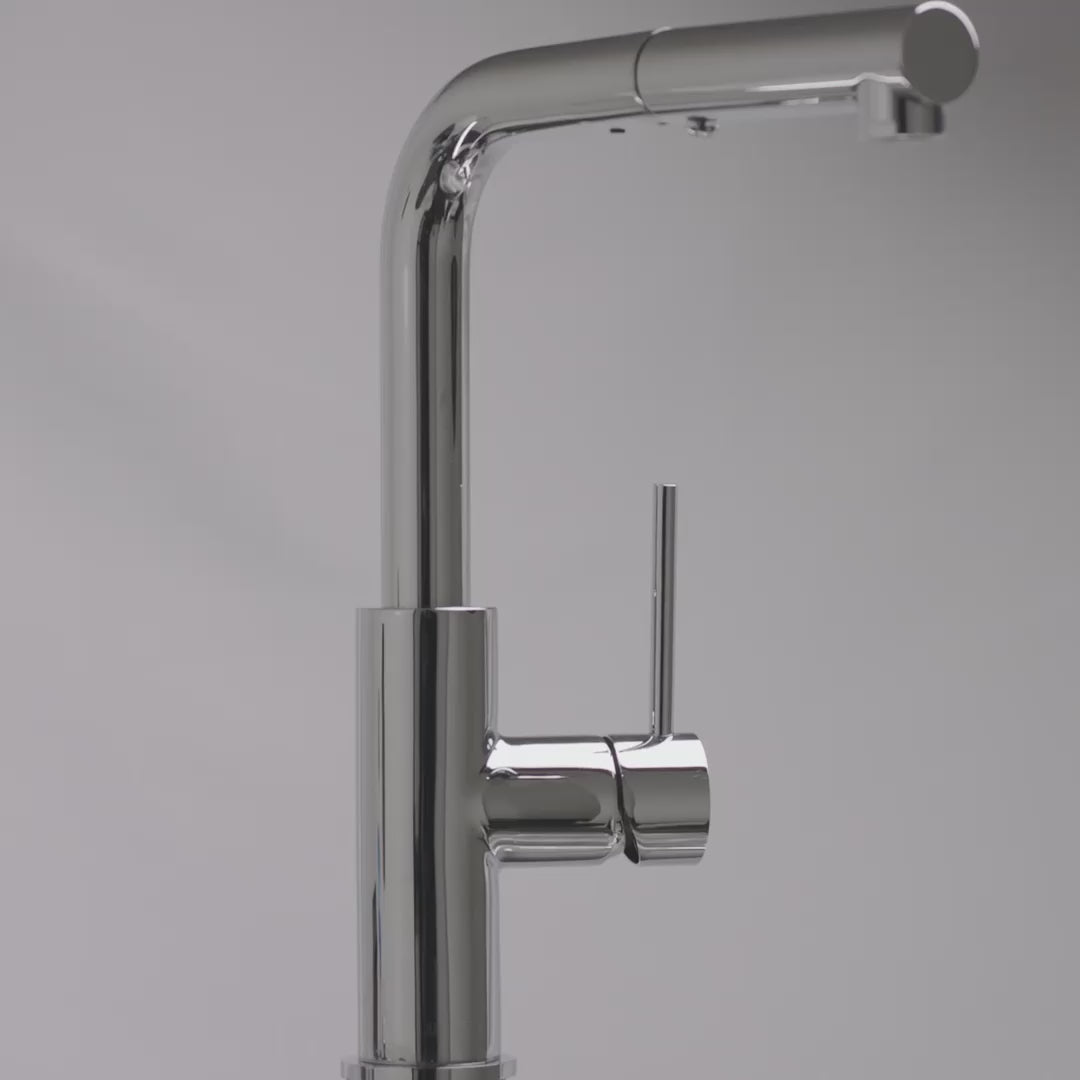 Pure Chrome Pull Out Swivel Kitchen Tap