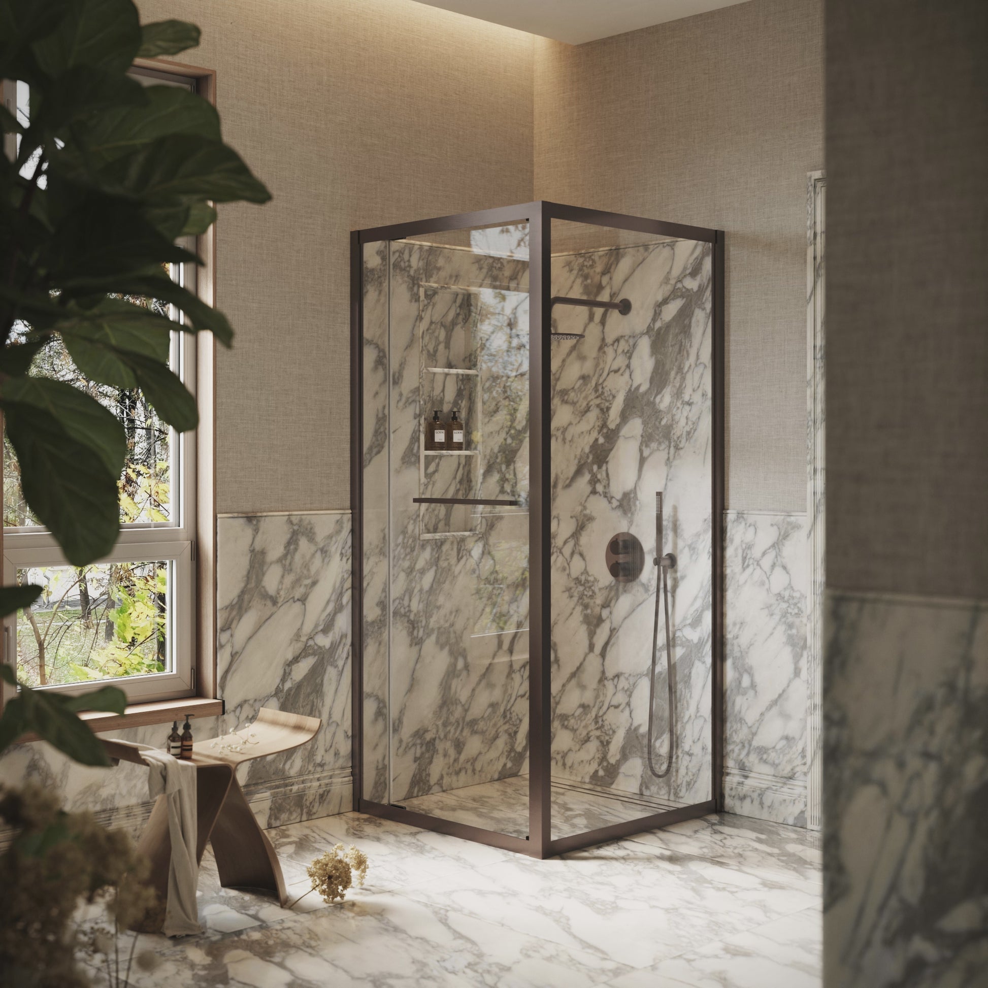 Reve Sidesway Deep Bronze Shower Screen 900mm