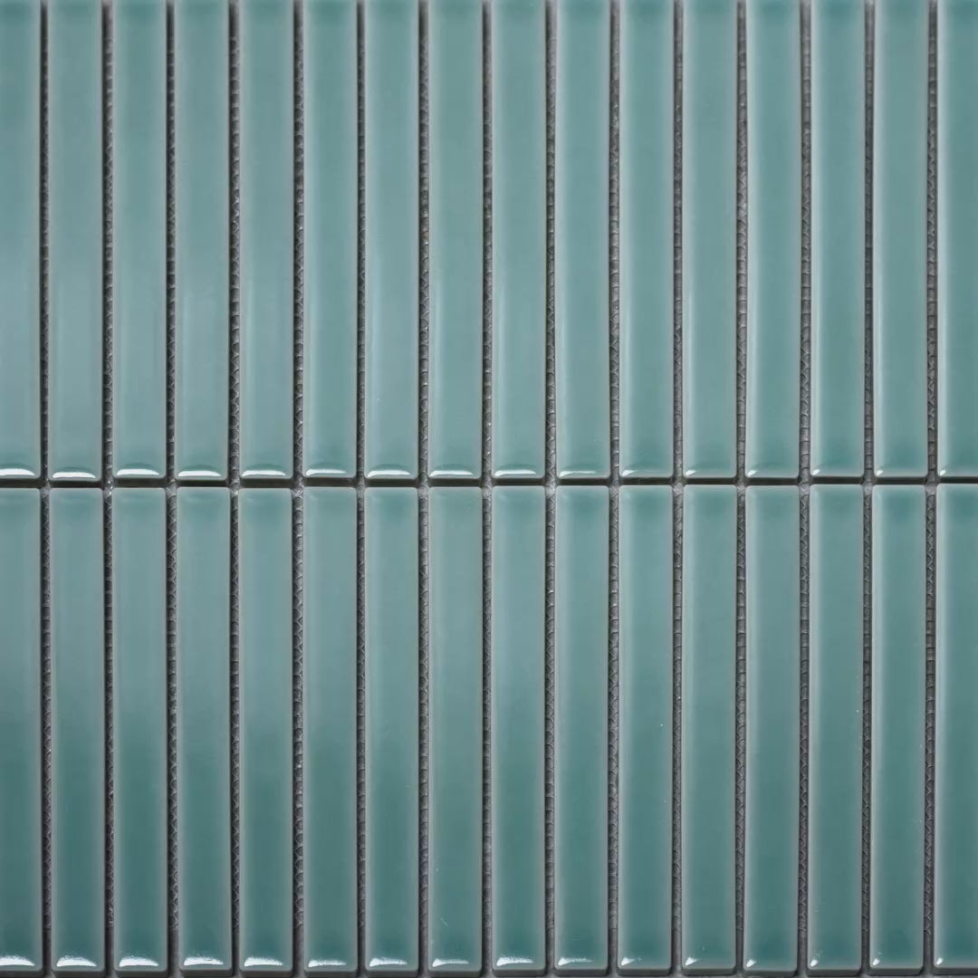 Linear Mosaic Tiffany Blue Glazed Porcelain Wall Tile 293 x 313mm