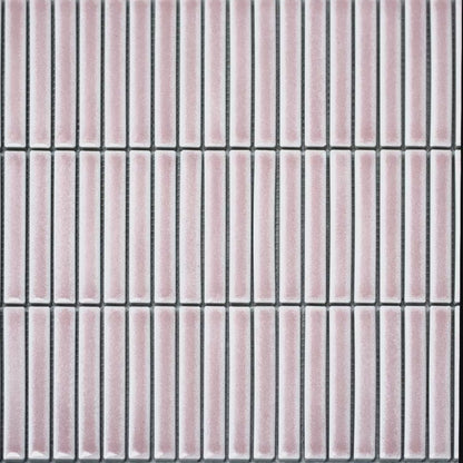Stick Mosaic Blush Rose Pink Glazed Porcelain Wall Tile 282 x 294mm