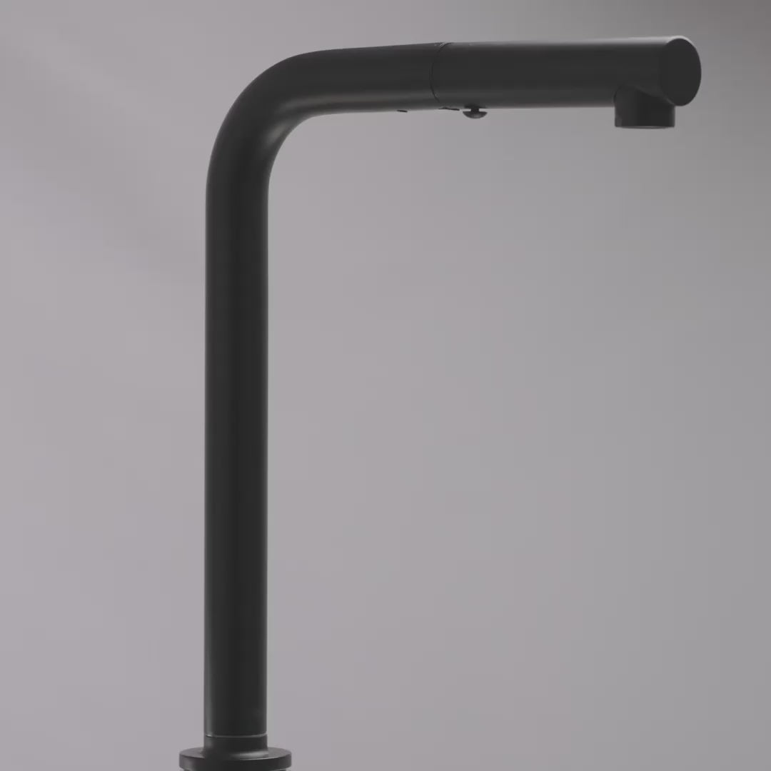 Vogue Matte Black Pull Out Spray Swivel Kitchen Tap