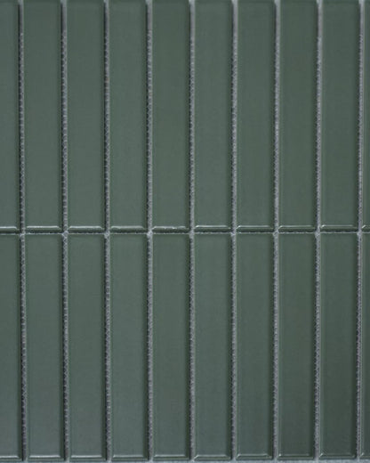 Baton Mosaic Gentle Sage Green Matte Porcelain Wall Tile 296 x 300mm