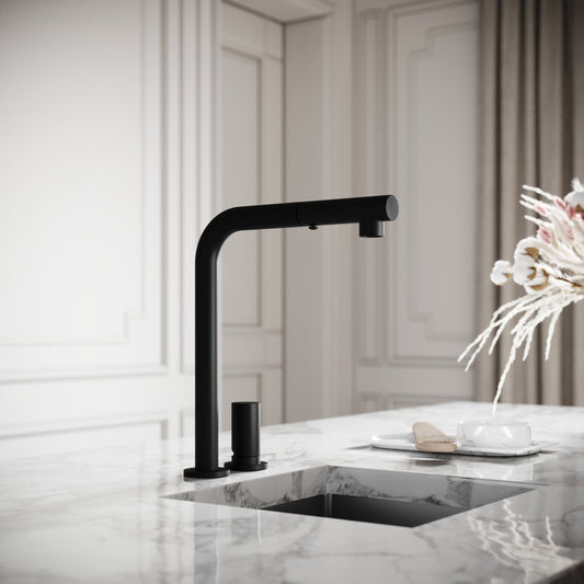 Pure Matte Black Pull Out Swivel Kitchen Tap