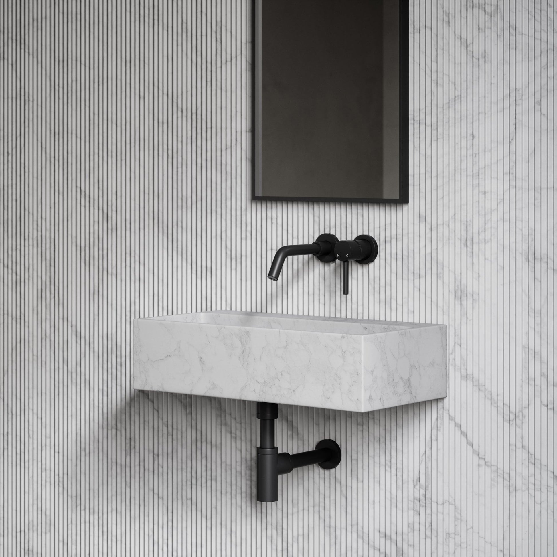 Quadra Carrara Marble Wall Hung Basin 600mm