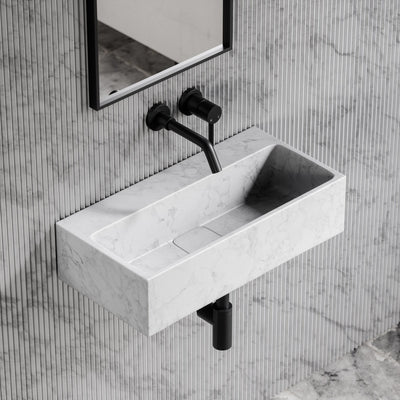 Quadra Carrara Marble Wall Hung Basin 600mm