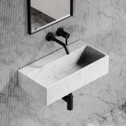 Quadra Carrara Marble Wall Hung Basin 600mm